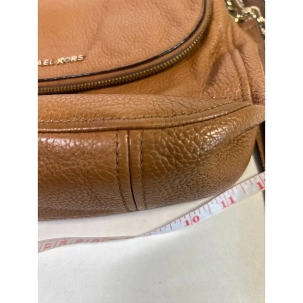 Michael Kors Bedford Flap Shoulder Crossbody Bag Purse Pebbled Leather Brown‎